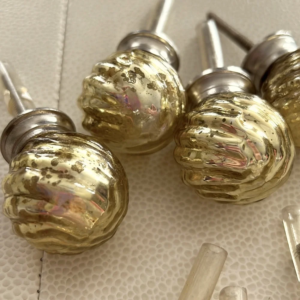 Pier One Mercury Glass Knobs Pulls Drawers Metallic Gold Silver Glam